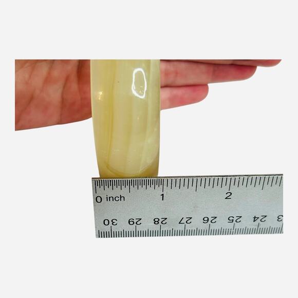 Vintage White Yellow Silk Jade Chunky Bangle Bracelet - Picture 6 of 6